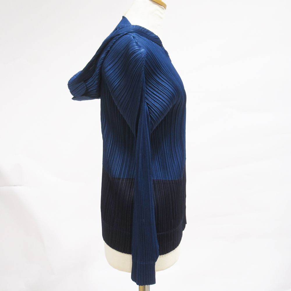 PLEATS PLEASE イッセイミヤケ 紺ネイビー　春パーカー　サイズ4 ISSEY MIYAKE イッセイミヤケ PLEATS PLEASE プリーツ ジップ