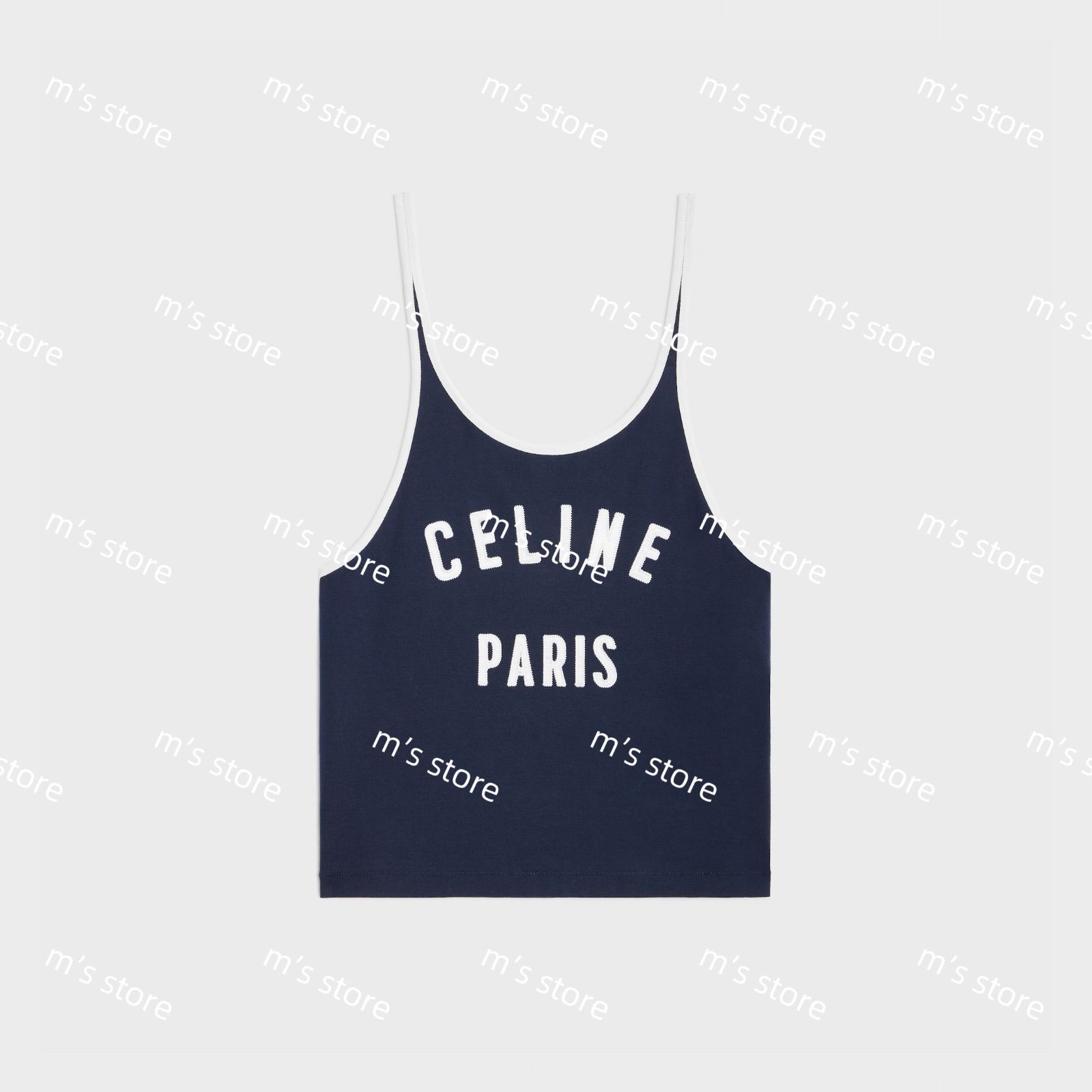 定価以下 CELINE セリーヌ CELINE PARIS タンクトップ キャミソール ネイビー オフホワイト