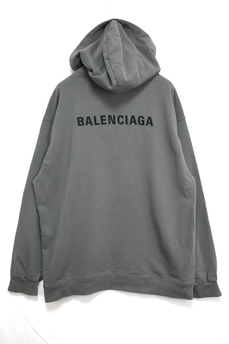 BALENCIAGA バレンシアガ ロゴプルオーバーフーディ グレー BALENCIAGA バレンシアガ テープロゴダメージ加工プルオーバー
