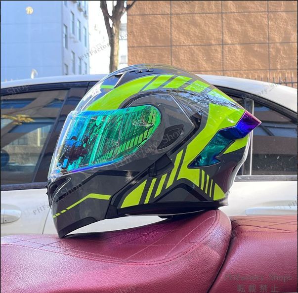 フルフェイスヘルメット ダブルレンズ バイク ヘルメット DOT承認 バイクヘルメット シールド色選択 高耐久性 安全性 通気性 バイク用 ライトグレー＆イエロー A22