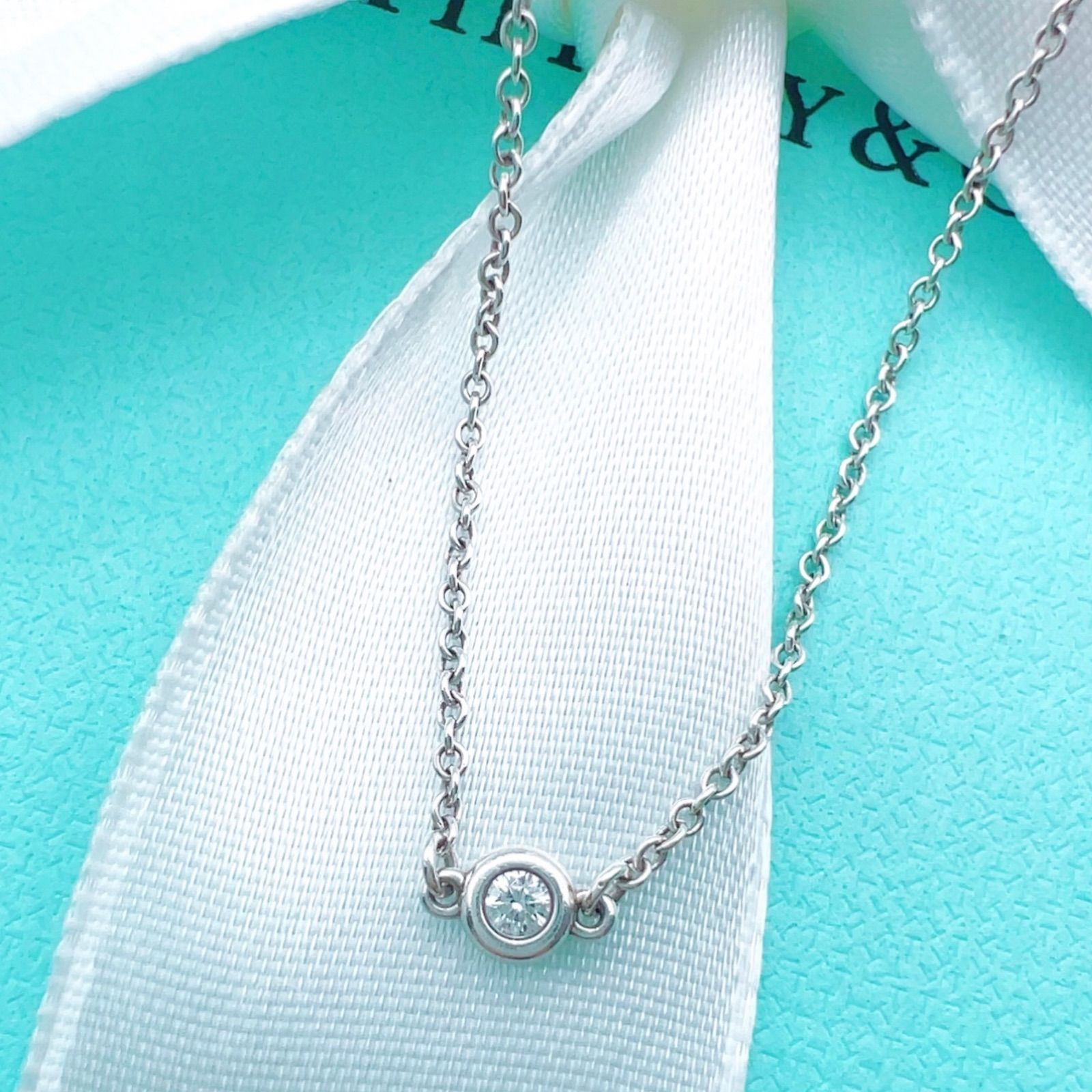 美品✨Tiffanyティファニーバイザヤードネックレスダイヤモンド 0.03ct