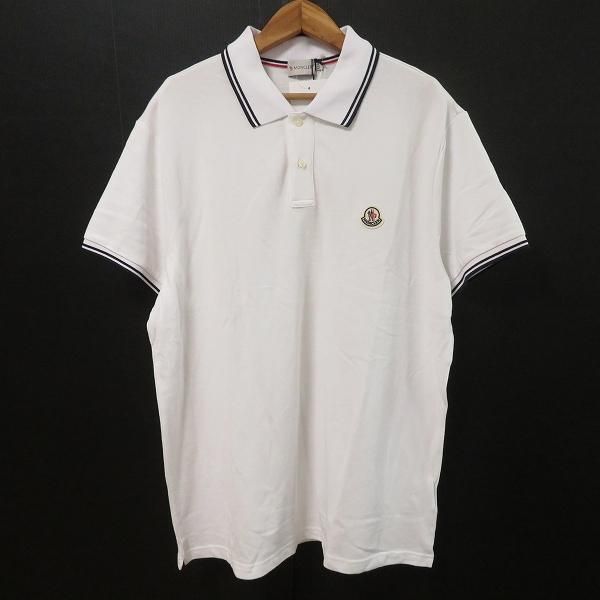 MONCLER モンクレール ポロシャツ ホワイト XXL snc モンクレール Moncler ポロシャツ XXL 白 半袖 ワッペン ロゴ
