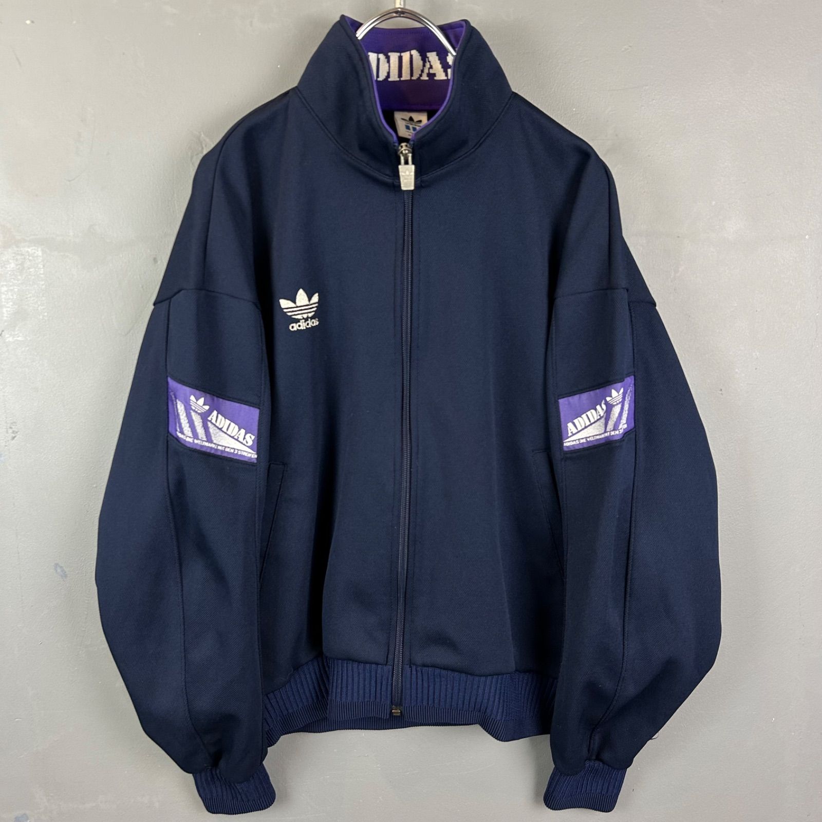 90s ADIDAS DESCENTE Trefoil Logo Embroidery Track Jacket Navy 