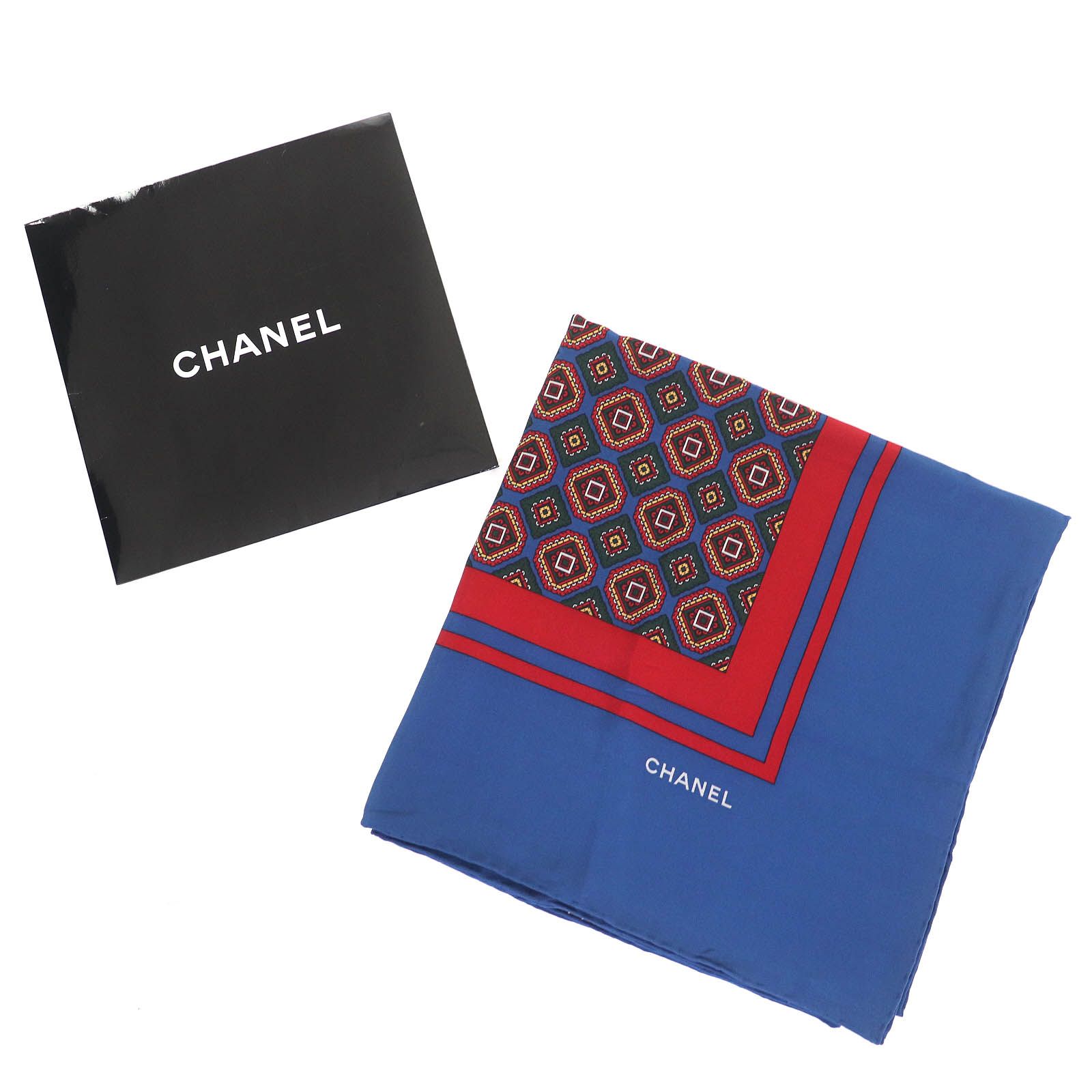 極美品△CHANEL シャネル ヴィンテージ シルク100％ ロゴ 総柄