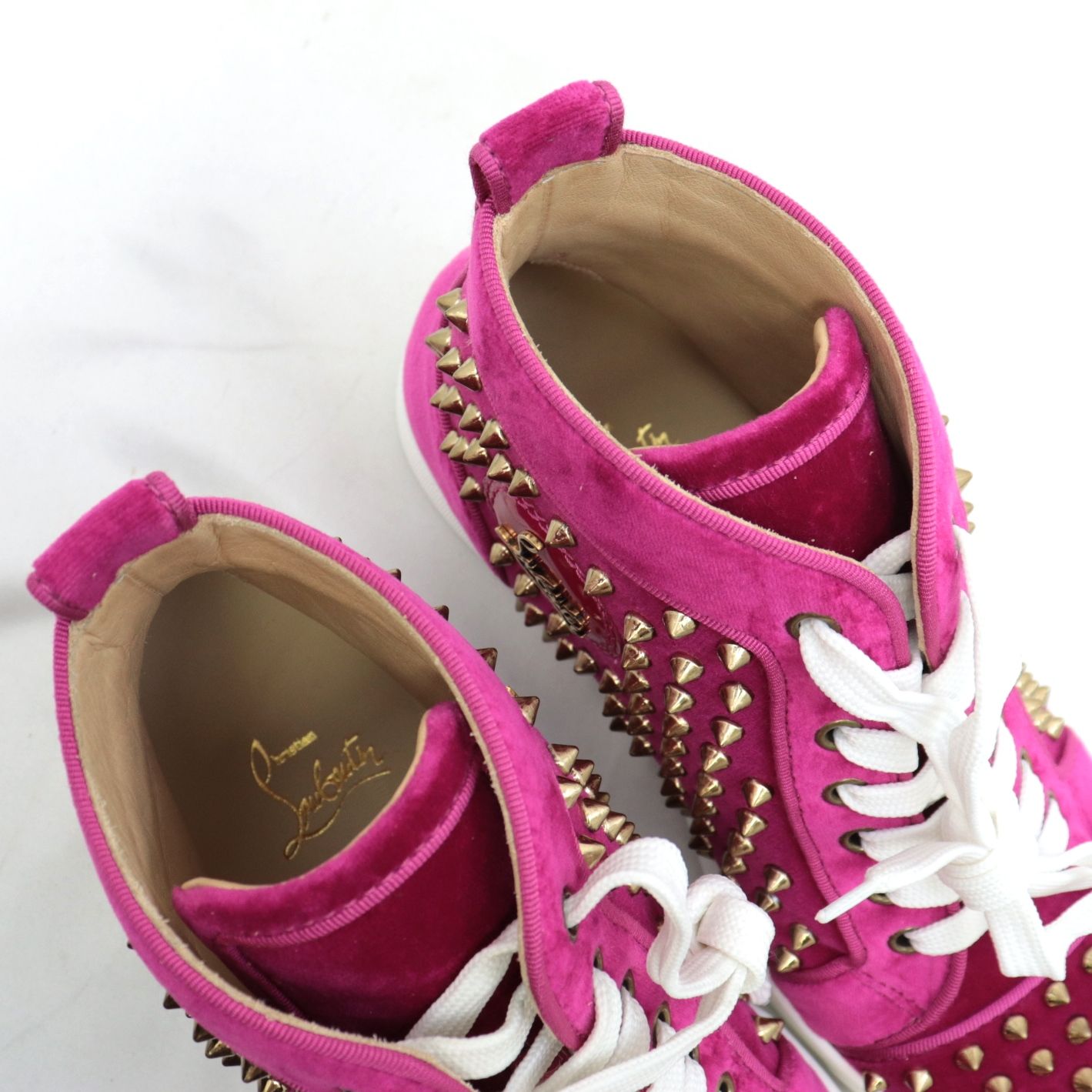 未使用 クリスチャンルブタン スパイクスタッズ ベロアスニーカー  