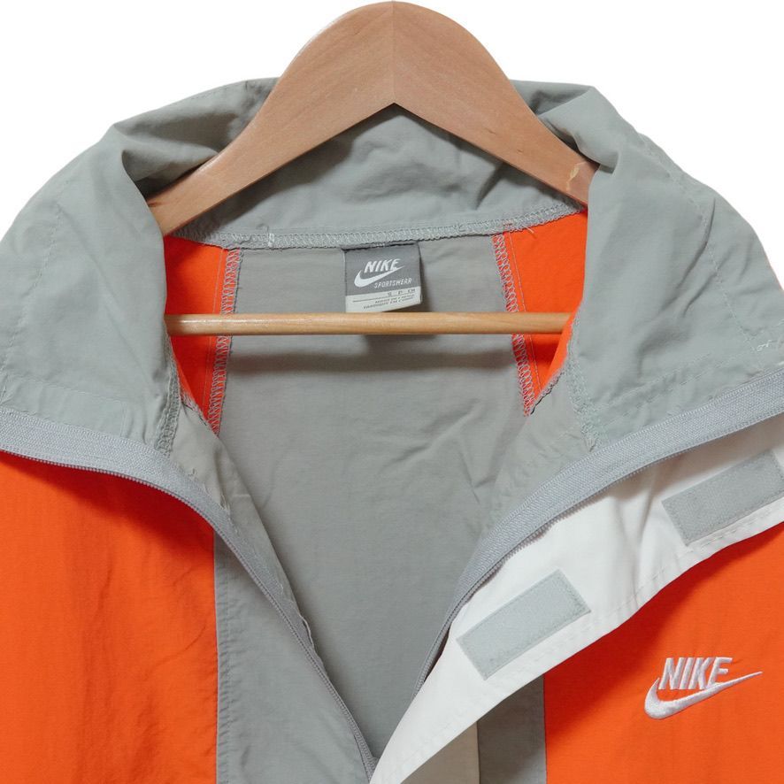 Nike ジップアップジャケット Y2K 00s ホワイト/オレンジ ナイキ ハーフジップ ナイロンジャケット L相当(表記S) 00s USA
