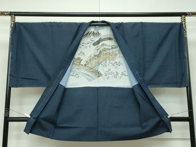 平和屋本店■極上　男性　紬　髭紬羽織セット　キングサイズ　濃紺　逸品　未使用　CZAA2608s5 平和屋本店□極上 男性 紬 髭紬羽織セット キングサイズ 濃紺 逸品 未