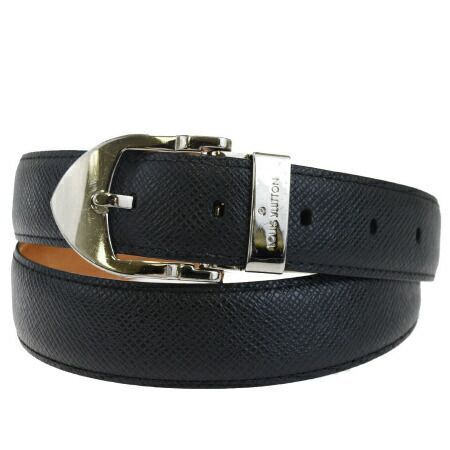 【中古】 ルイヴィトン LOUIS VUITTON サンチュール クラシック ベルト タイガ アルドワーズ シルバー レザー メタル 90cm M6843 66EM154