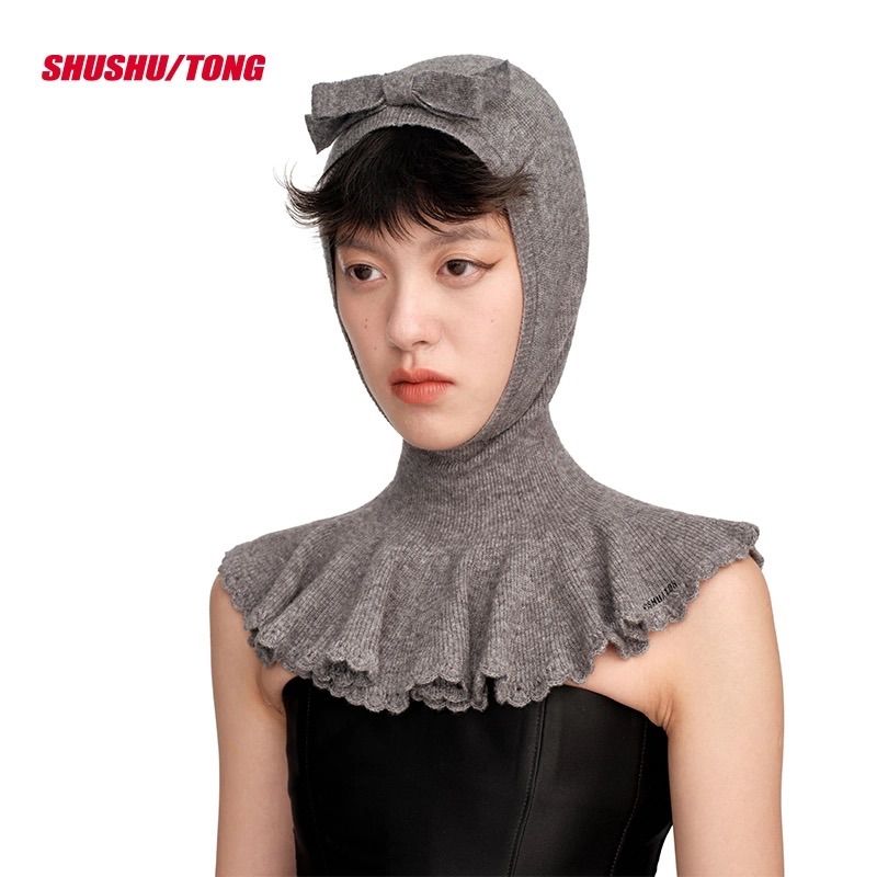 SHUSHUTONG リボン付きニット帽子 支払っ