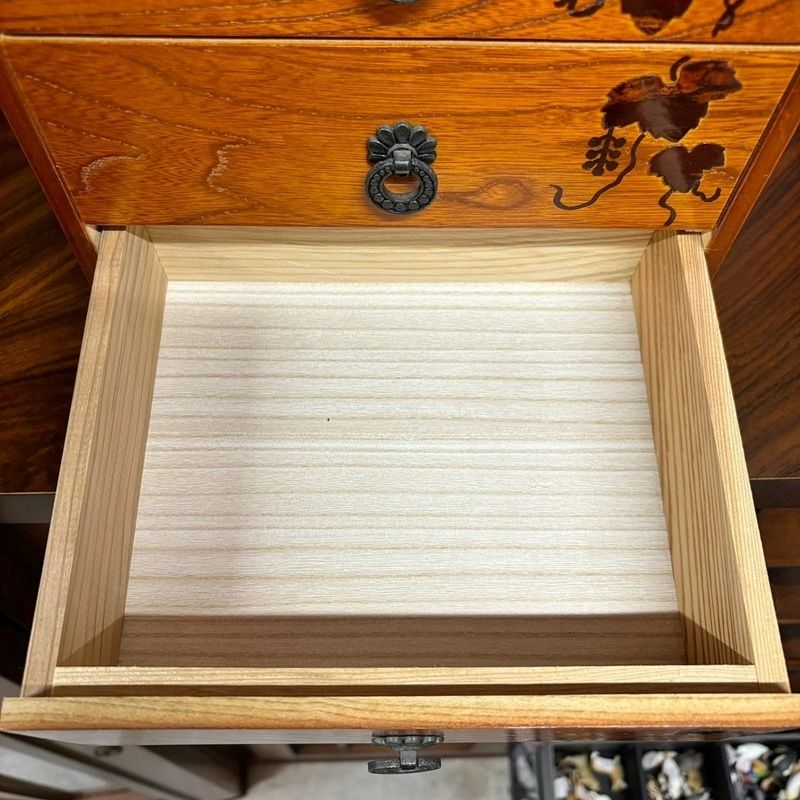 小箪笥 小引き出し 3段 和小物 高さ28cm 葡萄柄 レトロ 小道具 ミニ箪笥 小
