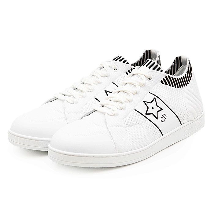 Dior CDスター スニーカー ホワイト/レッド Dior Star Sneaker White Calfskin and Suede Calfskin | DIOR
