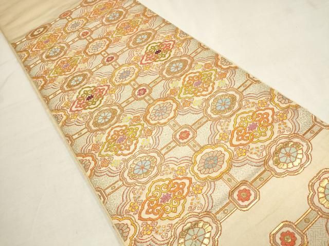 平和屋着物○龍村平蔵製 六通柄 本袋帯 乾隆蜀江錦 金銀糸 正絹 逸品