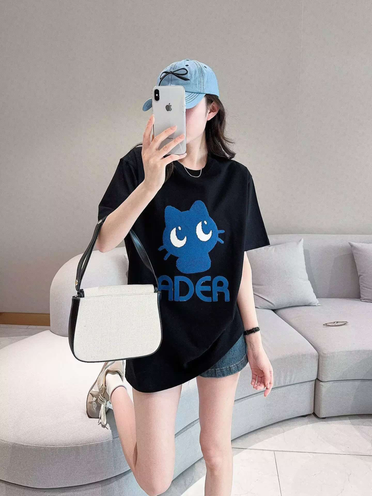 値下!!!新品 アーダーエラー ADERERROR Tシャツ 男女兼用半袖 韓国Tシャツ  ブラック