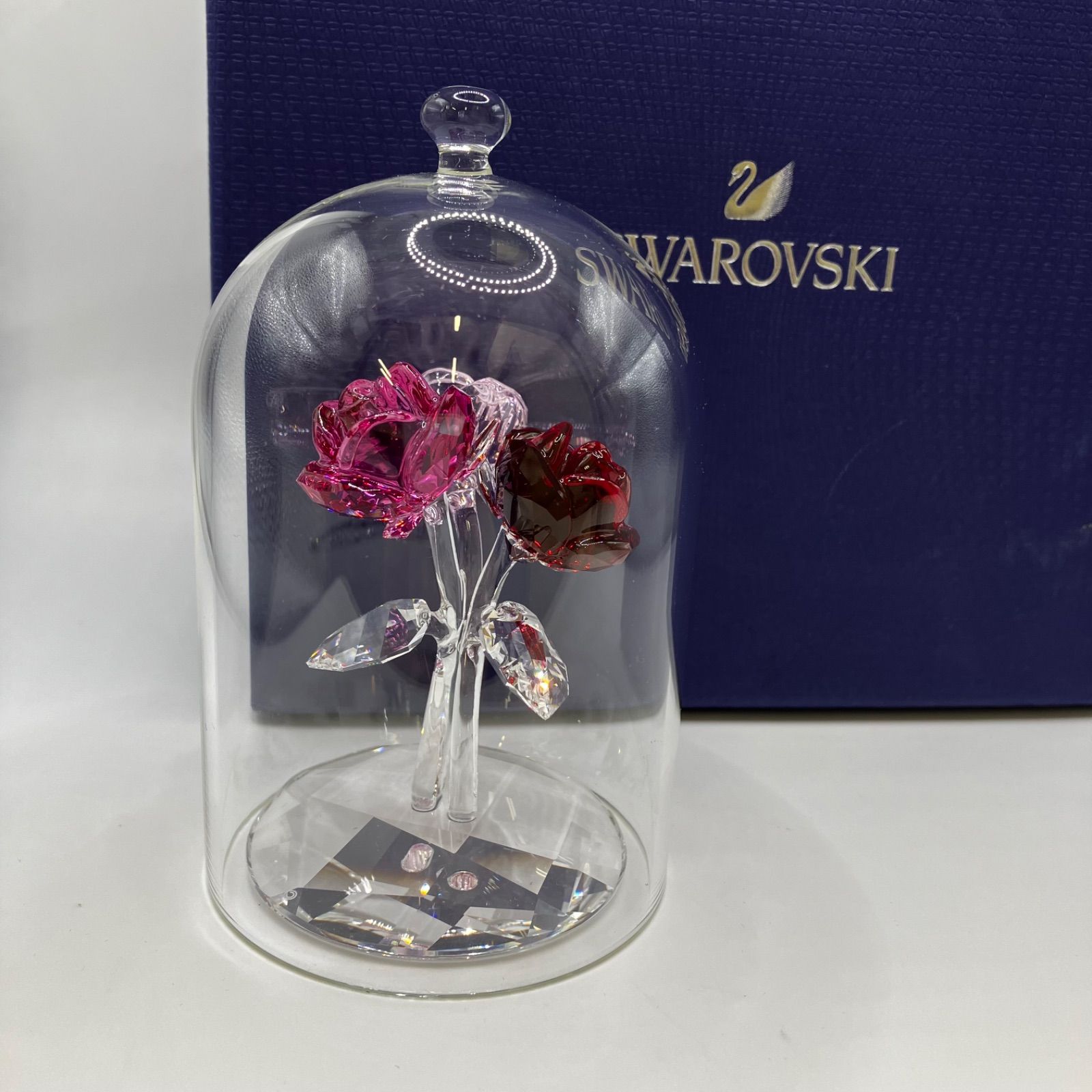 354 SWAROVSKI スワロフスキー 置物 オブジェ フィギュリン Happy wish Rose ローズブーケ バラ クリスタル クリア ピンク レッド き
