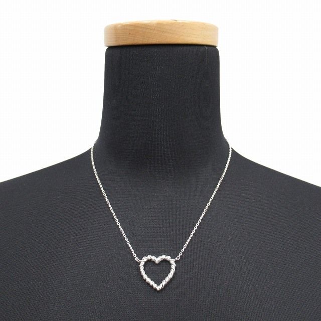 美品 Tiffany ツイスト ハート ネックレス シルバー K18 ビンテージ ツイストハートネックレス シルバー ヴィンテージ|ティファニー