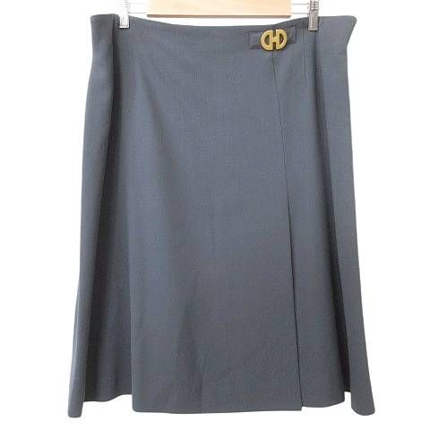 セリーヌ CELINE ヴィンテージ ひざ丈 スカート ロゴ金具 フランス製 