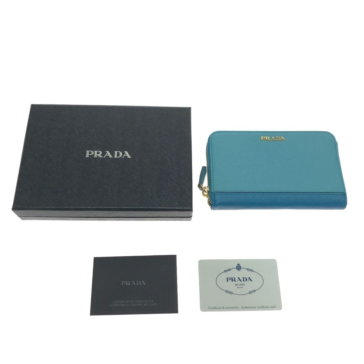 PRADA プラダ 財布 コンパクト サフィアーノ ミディアム 2トーン 1ML157 スカイブルー