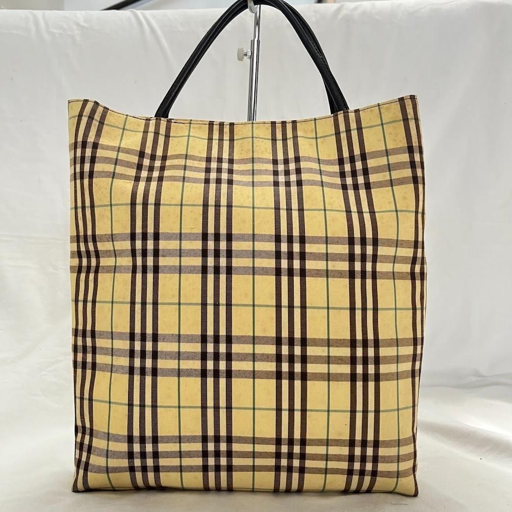 バーバリーブルーロンドン トートバッグ ノバチェック 本革ハンドル　黄色　肩掛け BURBERRY BLUE LABEL - バーバリーブルーロンドン トートバッグ