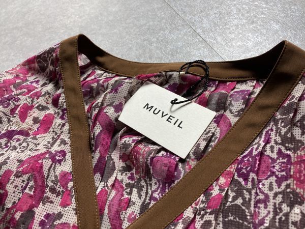 新品タグ付き定価66,000円◇MUVEIL◇立体プリーツ ベルテッド