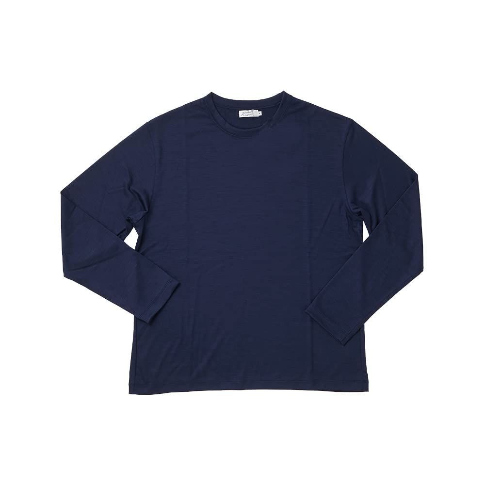 M_ネイビー [HITOYOSHI(ヒトヨシ)/Height u0026 Honorable]人吉シャツ レダ アクティブ ウールジャージー クルーネック Tシャツ 長袖(ネイビー/M)[9103-034-RL01]