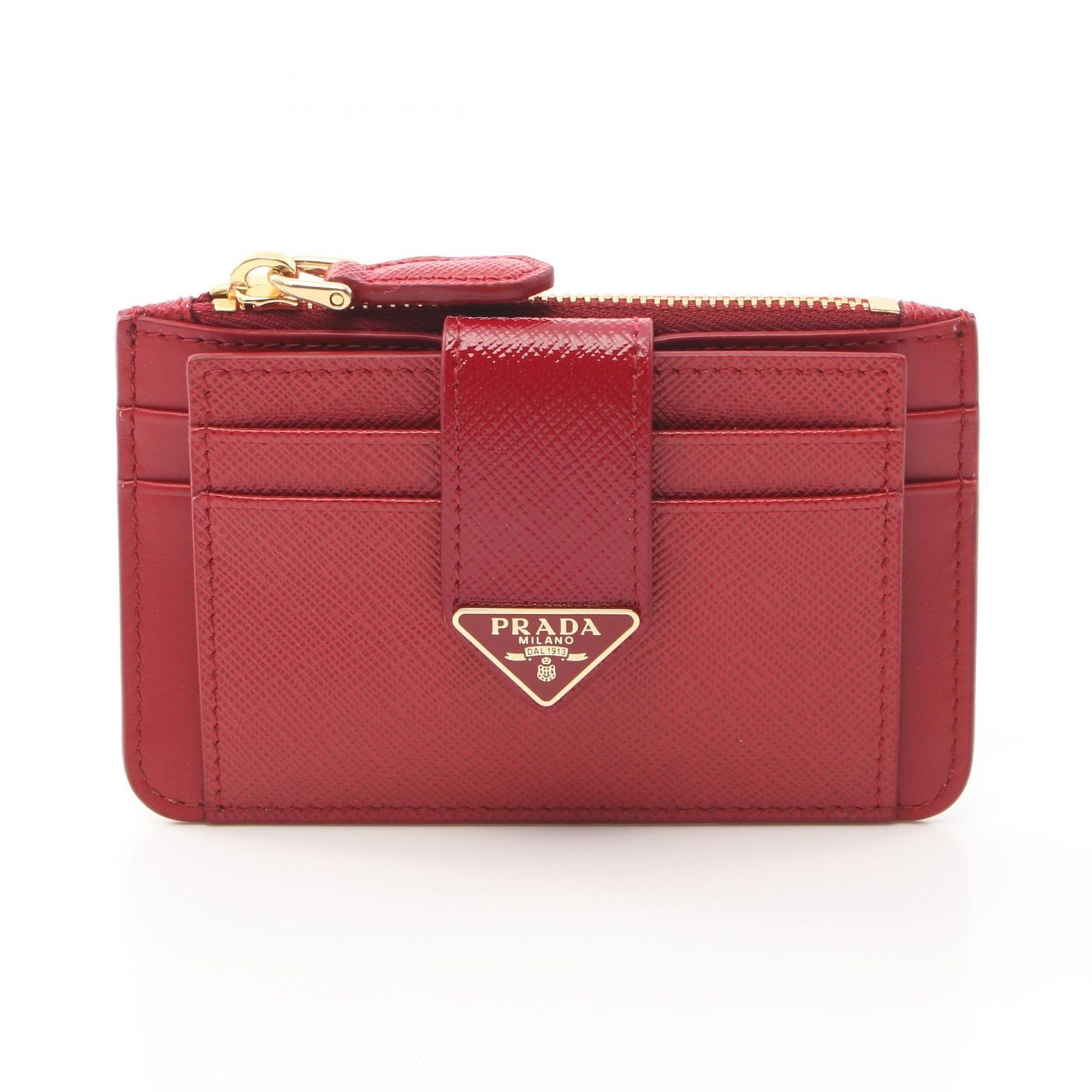 プラダ PRADA コインケース SAFFIANO TAB LU 1MC0382C7XF068Z レッド レザー カードケース レディース