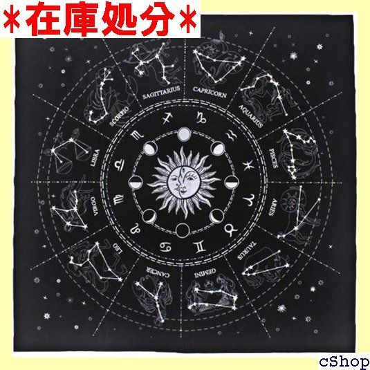dilib タロットクロス 12星座 ベルベット タロット カード用 占い マット 高級 大判 49x49cm ブラック 397