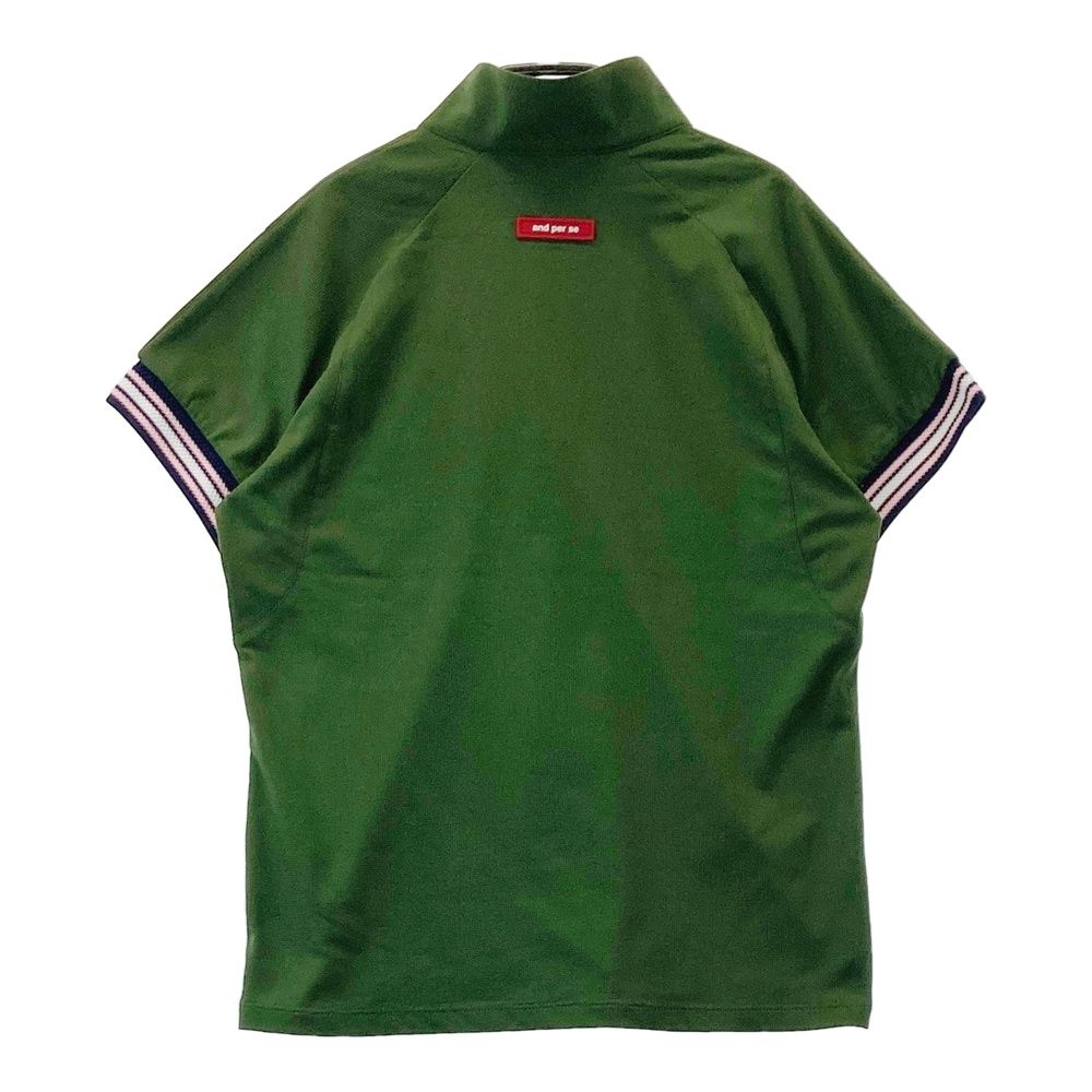 coco 中古 アンパスィ and per se メンズ 半袖シャツ L カーキ ハーフジップ 薄手 中古 メンズ アンパスィ and per se 半袖シャツ L カーキ ハーフ