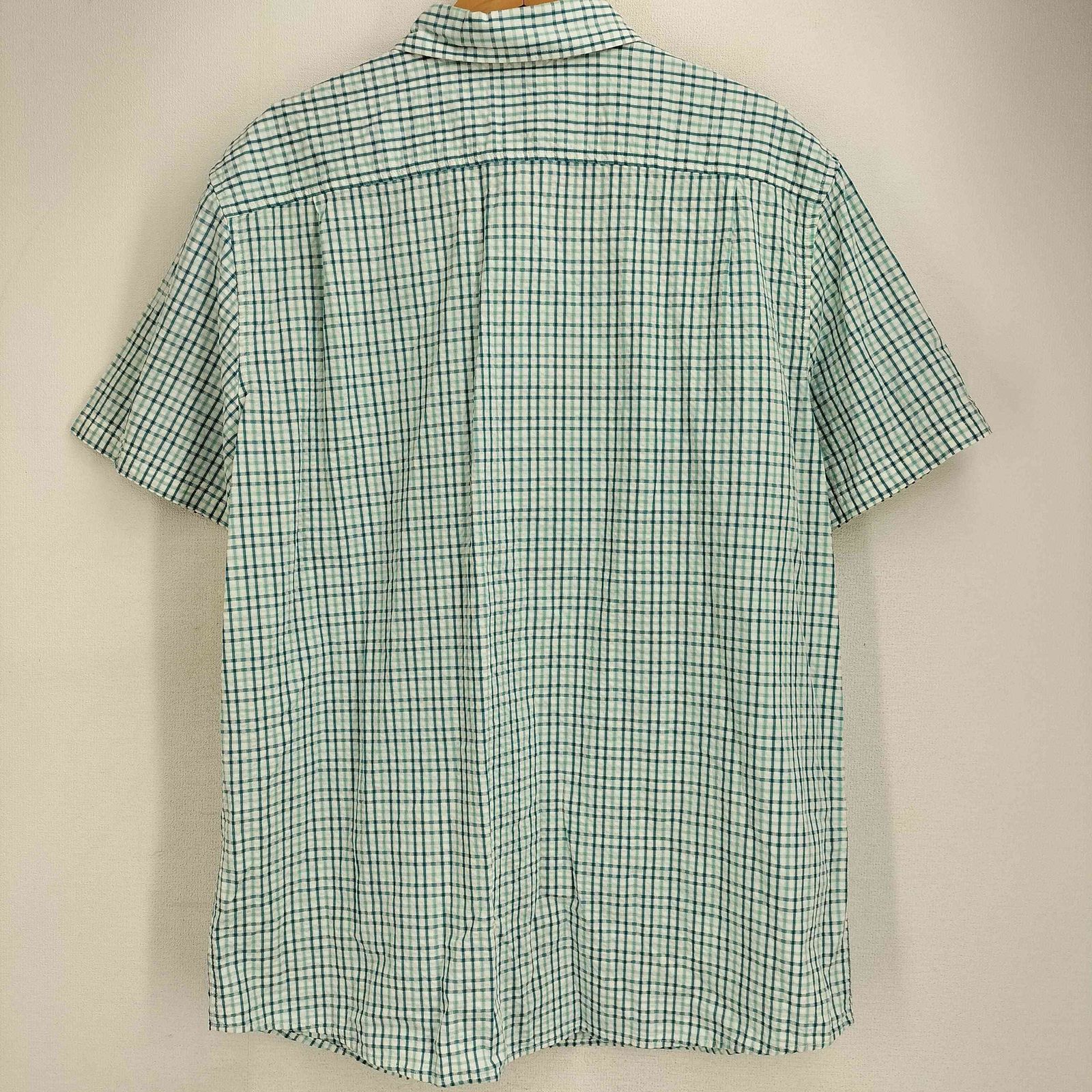 エルエルビーン L.L.Bean シアサッカー オーガニックコットン100 半袖 チェックシャツ メンズ import：XL 
