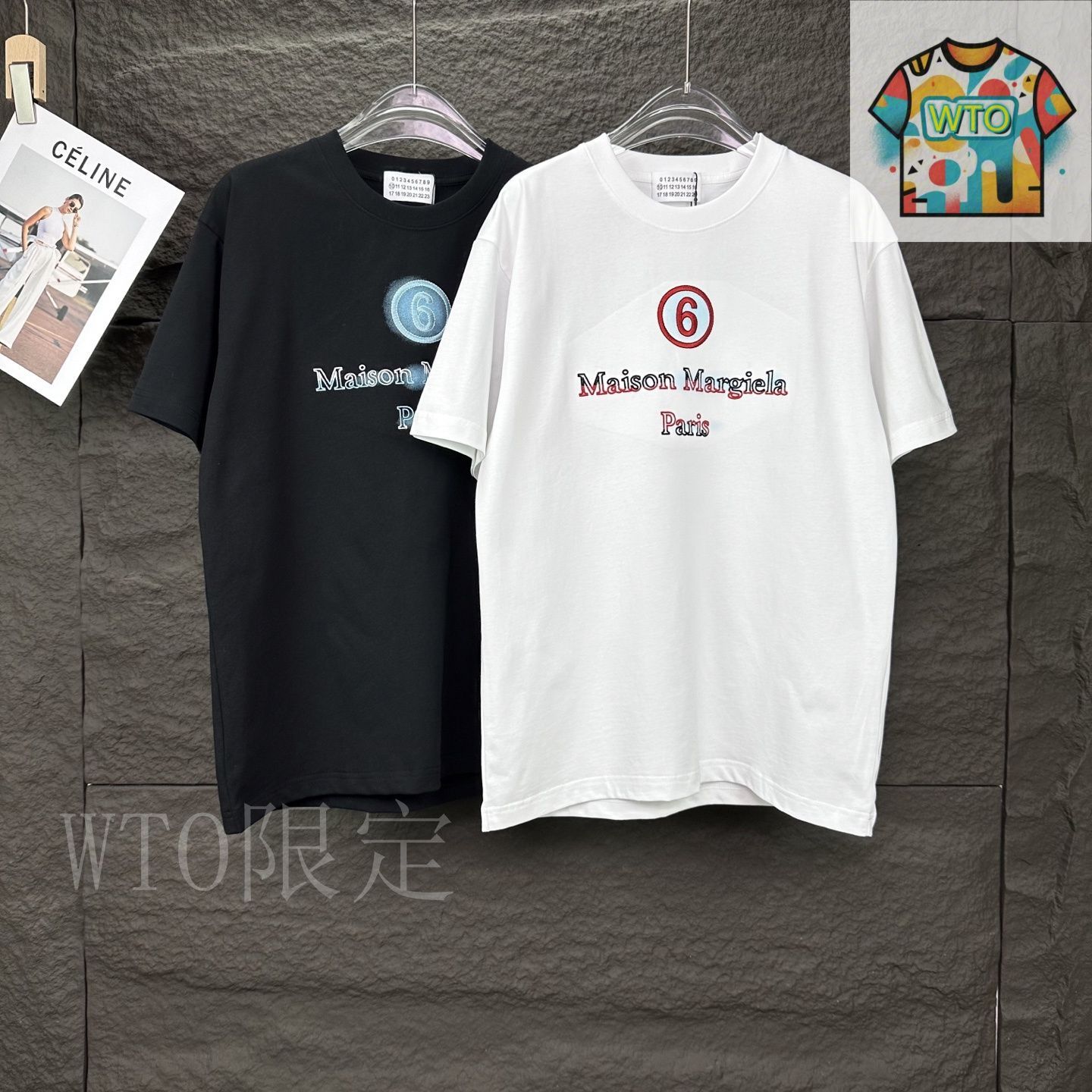 美品★MM⑥ Maison Margiela★同色ロゴ刺繍Tシャツ 今日特価】MM6 2025 New 刺繍ロゴ＆デジタルプリント 男女兼用 T