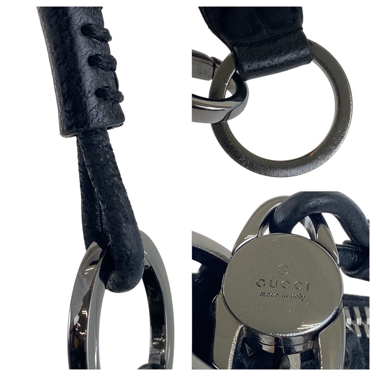 美品 GUCCI グッチ ブラック 黒 シルバー金具 GGキャンバス /レザー