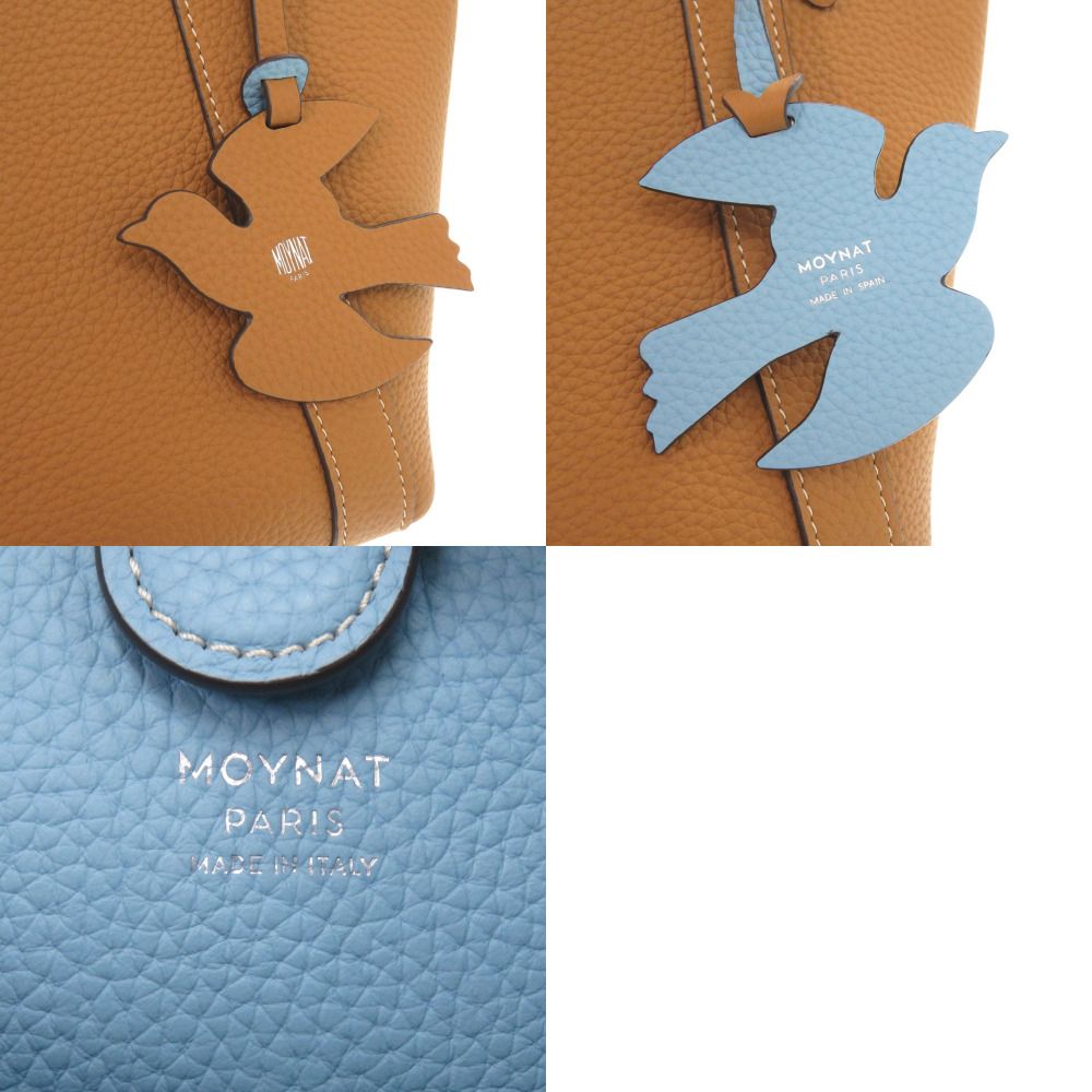 未使用 モワナ デュオトート チャーム付き バイカラー レザー ブラウン