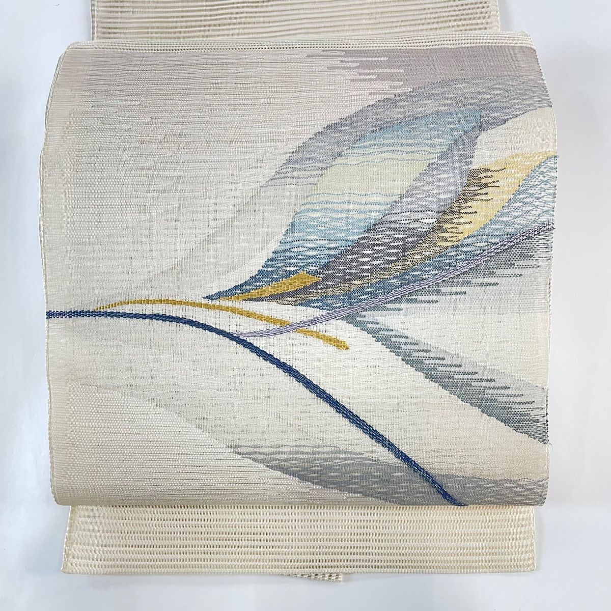 名古屋帯 美品 秀品 夏帯 絽 松葉仕立て 幾何学 ベージュ 正絹