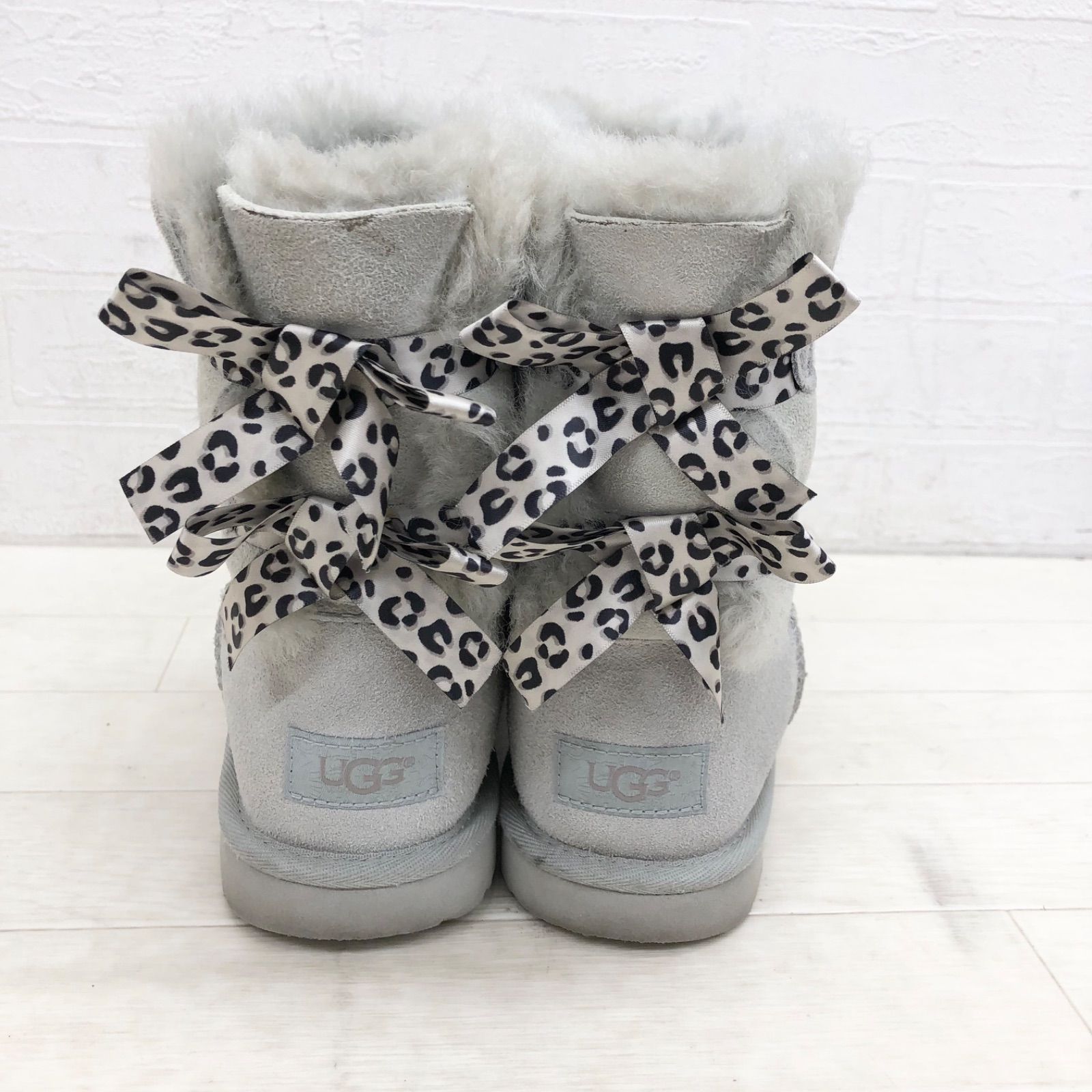 UGG アグ　ベージュ　レオパード柄　ムートン　ブーツ　21 35サイズ キッズシューズ UGG アグ ベージュ レオパード柄 ムートン ブーツ 21
