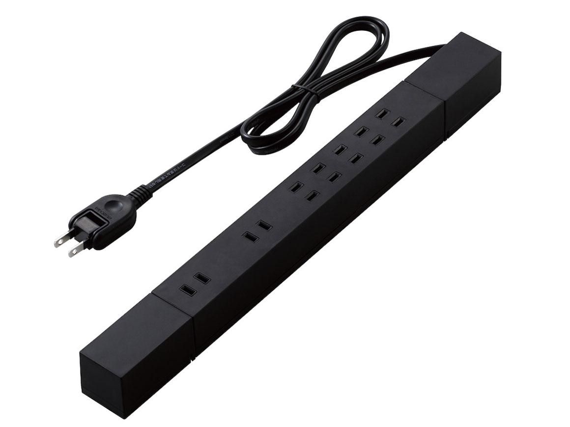 【人気定番，大得価】 【新品・2営業日で発送】ELECOM エレコム ダブル回転タップ マグネット付 雷サージ付 ホコリシャッター付 固定＆吊下可能 7個口 1.0m ブラック ／ T-KF02-2710BK その他