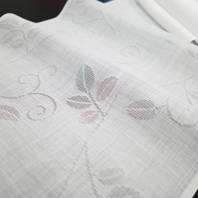 夏物 長襦袢 反物シルク麻ストライプ生地 薄い水色 夏物 長襦袢 反物