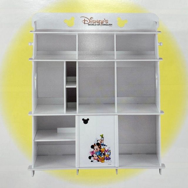 未使用 ワールドファミリー ブックケース ホワイト ディズニー英語システムのラック 本棚 DWE 110.5x36x93cm/59316