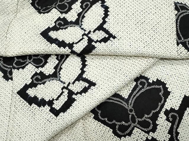 平和屋着物●本疋田絞り 小紋 舞蝶文 黒地 正絹 CAAZ0928vf