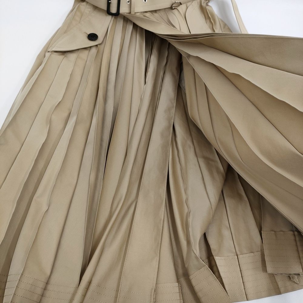 【sacai】ベージュ コットンギャバジン ミディアムスカート Sacai Cotton Gabardine Skirt 定価99000円 SCW-214 サイズ1
