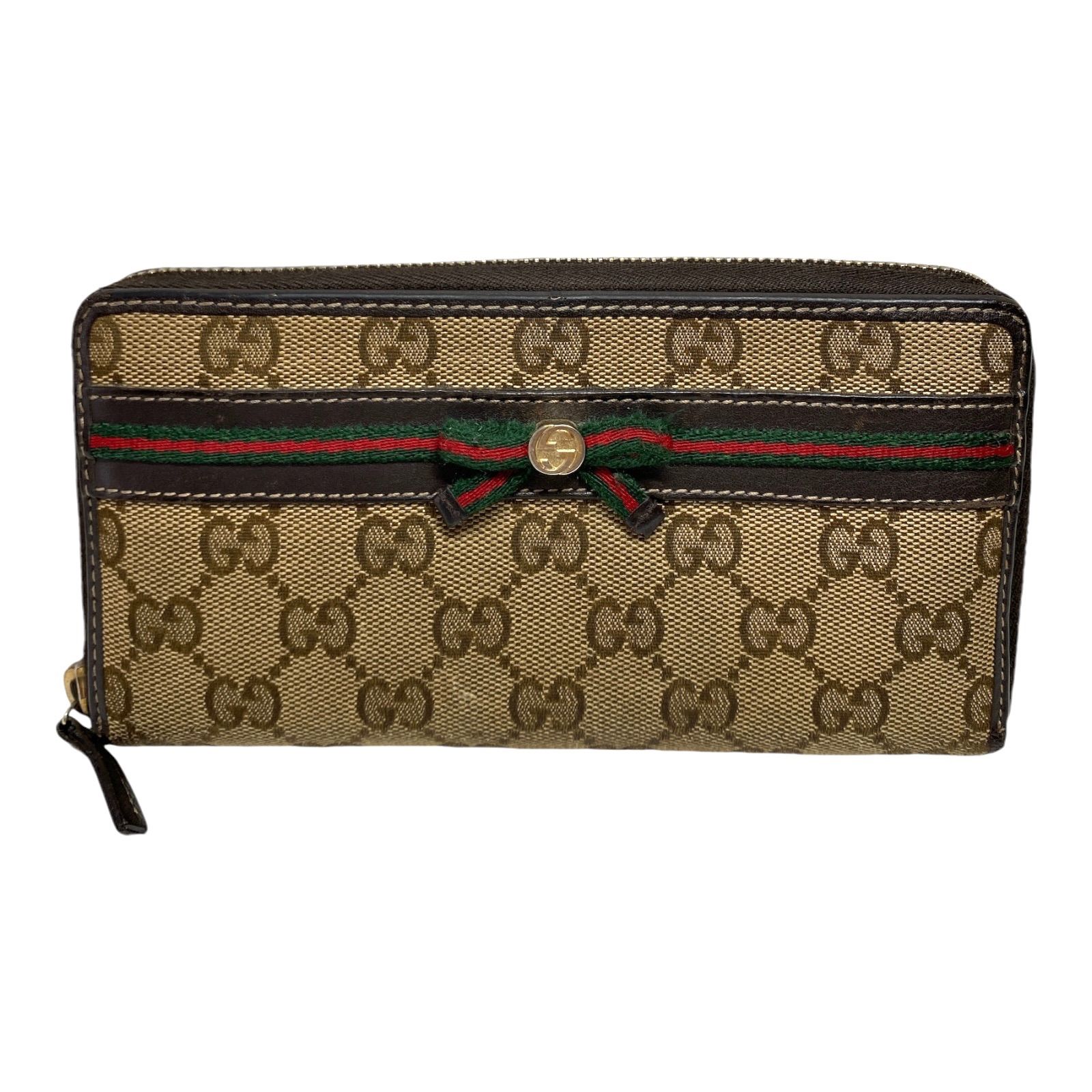 希少❗️🧡美品🧡GUCCI シェリーラインリボン ラウンドファスナー長  