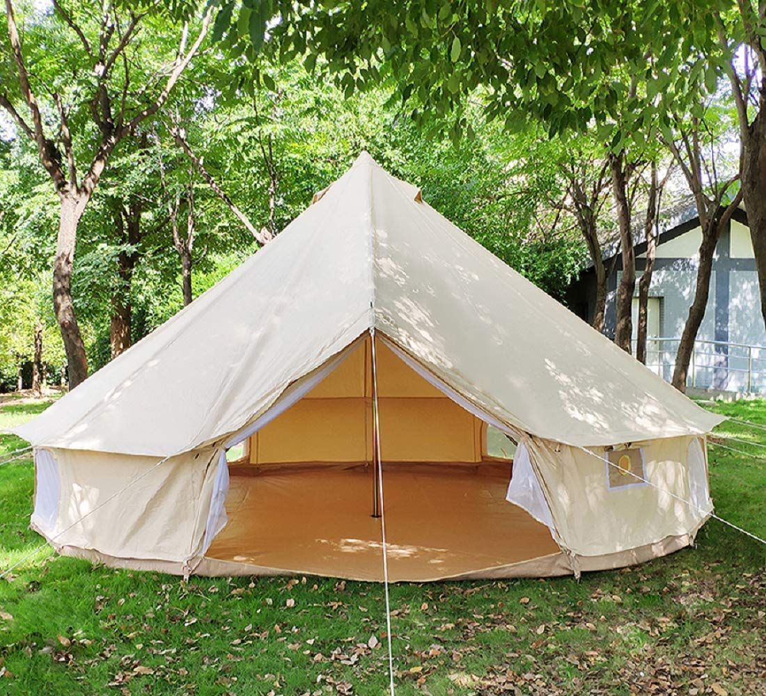 【新着商品】Bell Tent 家族旅行パーティーやハンティングキャンプ用パオテント用の屋外キャンバス防水ベルテント4シーズンテント