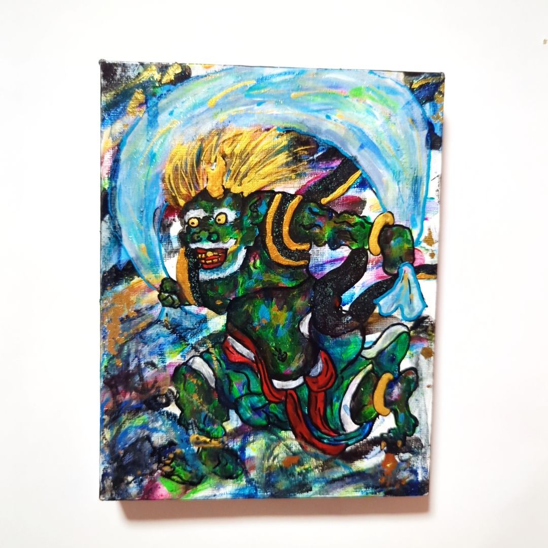 F0号/180×140mm】風神雷神セット【現代アート 絵画 エネルギー】