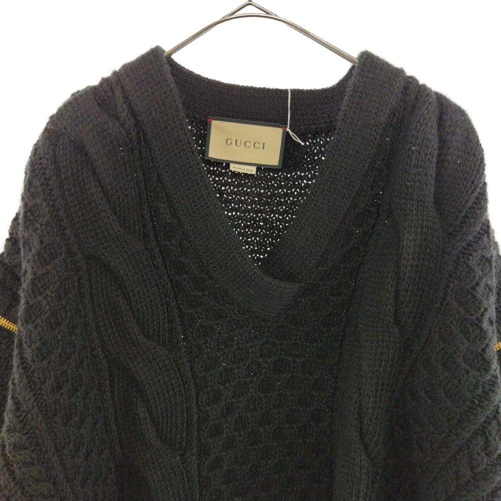 GUCCI (グッチ) 21AW Detachable Sleeves Cable Knit デタッチャブルスリーブ ケーブルニット ブラック  680968 - メルカリ