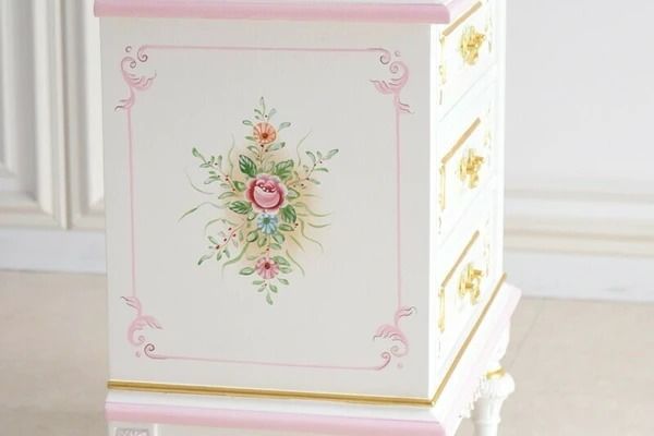 ナイトテーブル ガラス天板付き