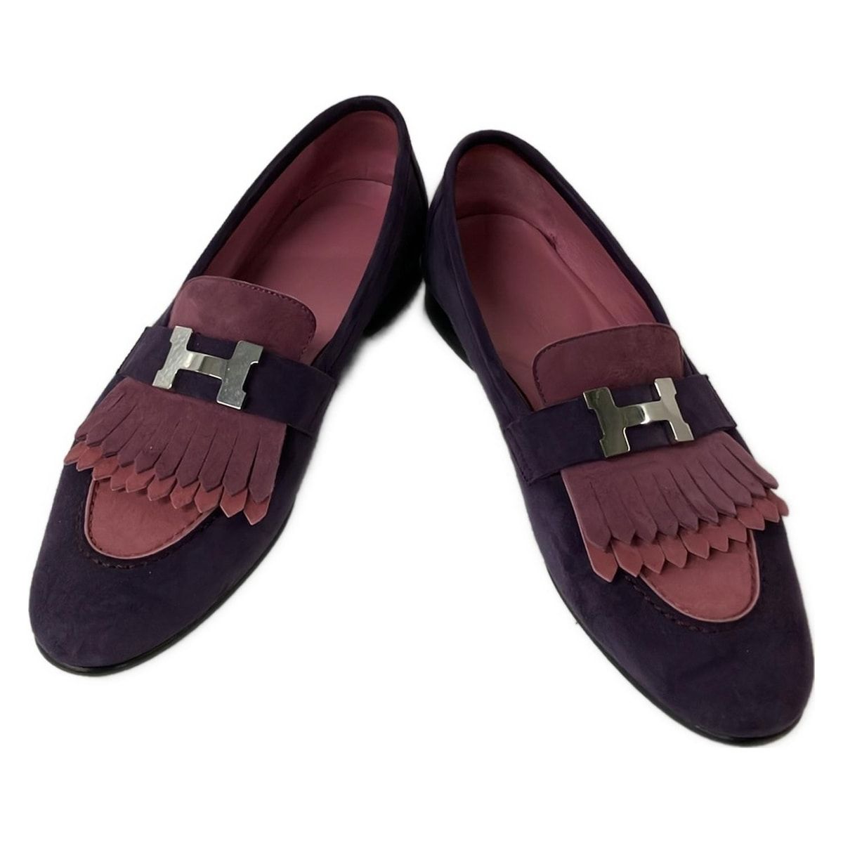 HERMES エルメス　モカシン ロワイヤル　36.5 ブラック✖️ピンク HERMES(エルメス) ローファー 38 レディース モカシン