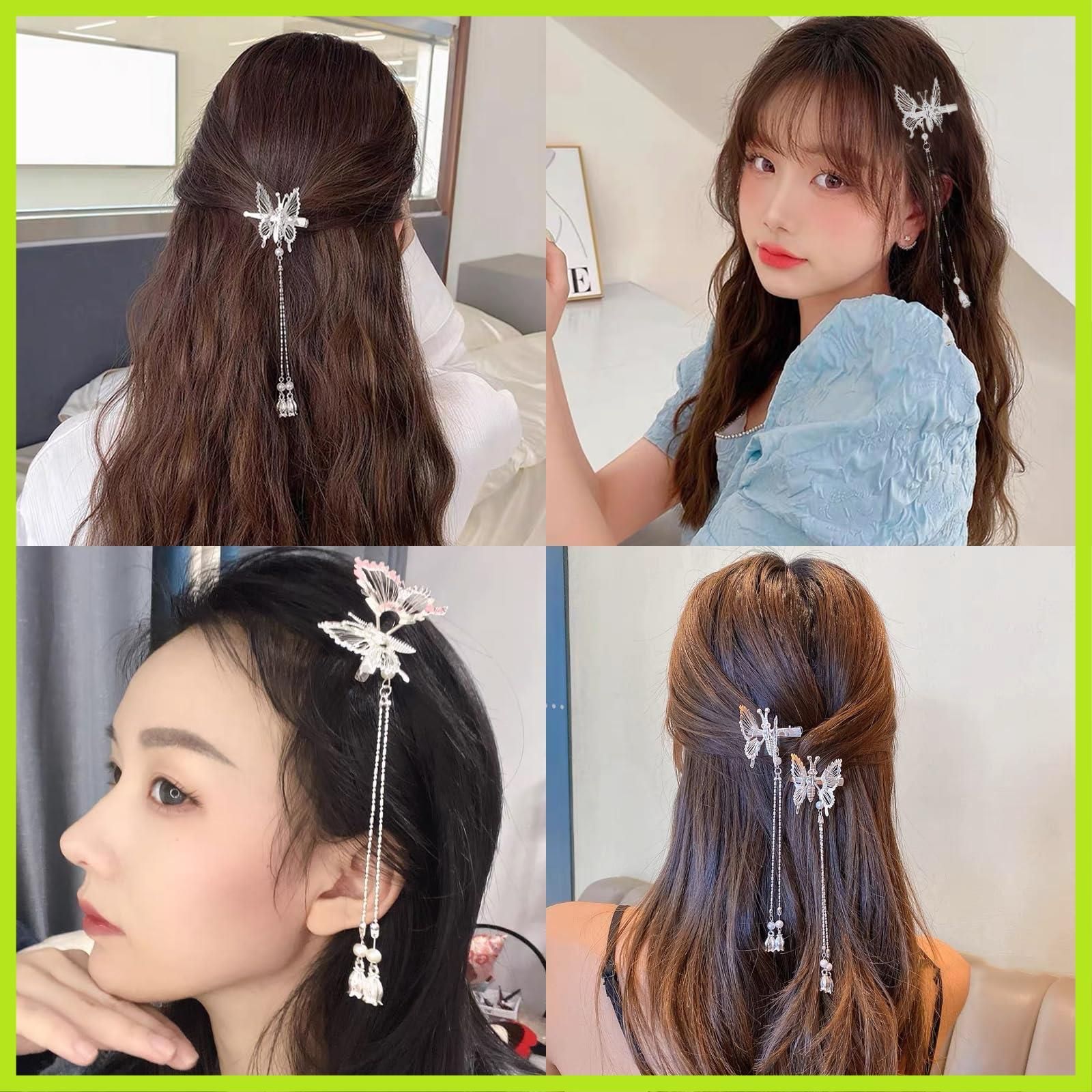 大人気』蝶 ZHEJIA ヘアクリップ【2個セット】 蝶 ヘアピン 可愛い 髪飾り 動く蝶 クリップフリンジがゆらゆら揺れる 閃光を放つ 髪留め 人気  ヘアアクセサリー 誕生日 結婚式 パーティー 贈り物 レディース シルバー - メルカリ