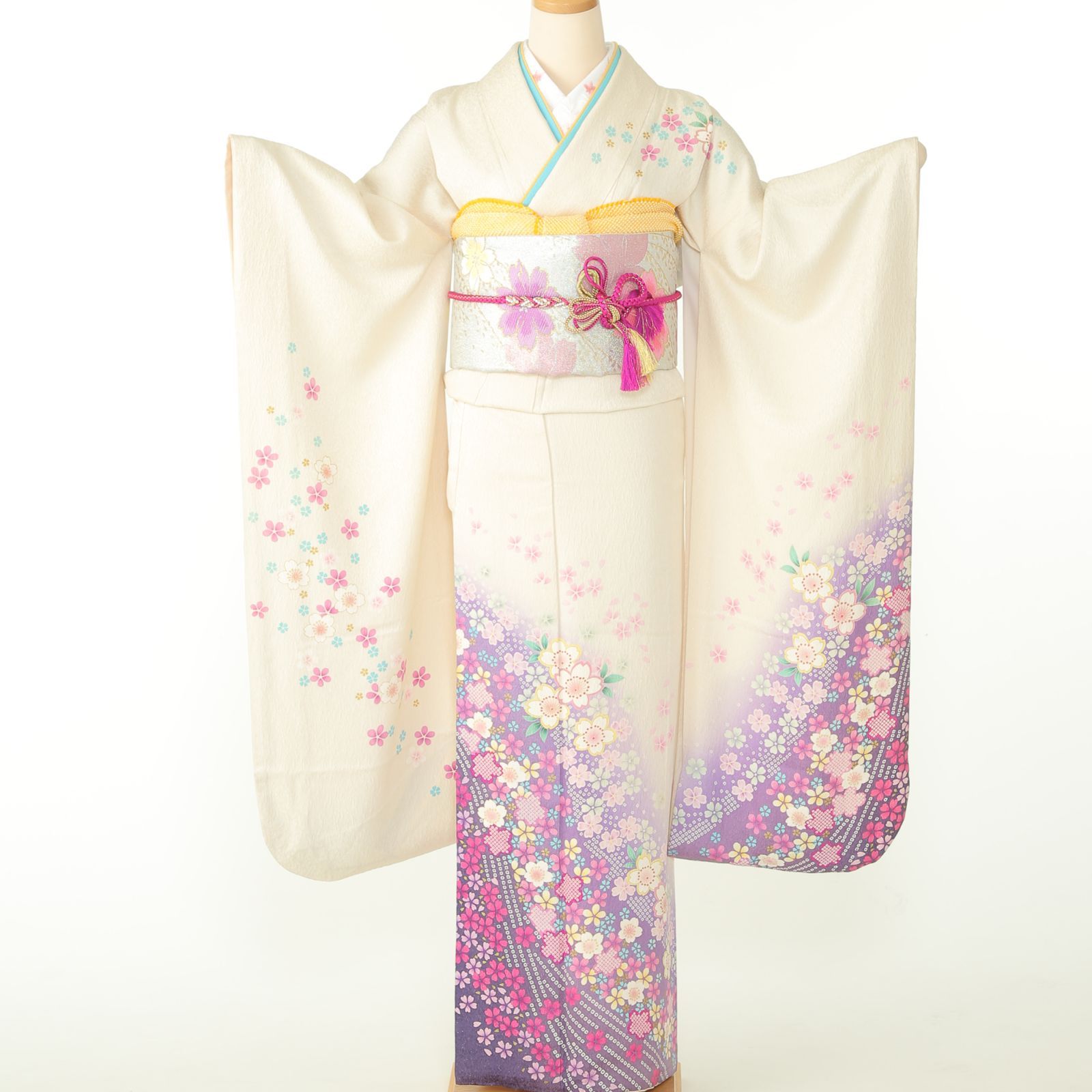 振袖セット 生成り 振袖 上品 7点セット Mサイズ 可愛い トレンド 高 