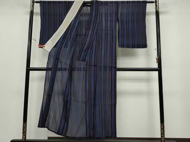 平和屋着物＊夏物 小紋 絽 流水草花文 洗える着物 AAAY0669st