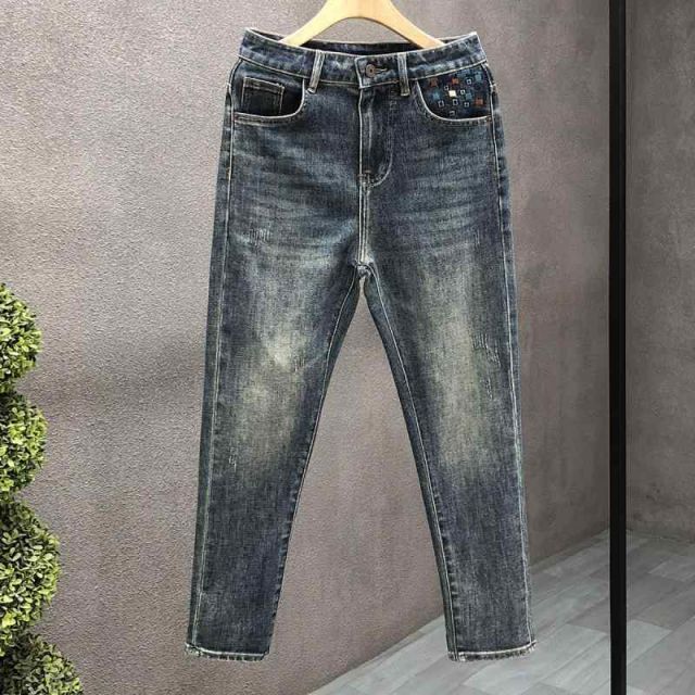 秋冬 コーデ メンズ 服 シンプル ファッション オシャレ 大人 かっこいい 大きいサイズ ストリート 紳士服 シンプル ハイエンド ジーンズ スリム フィット パンツ ストレート パンツ