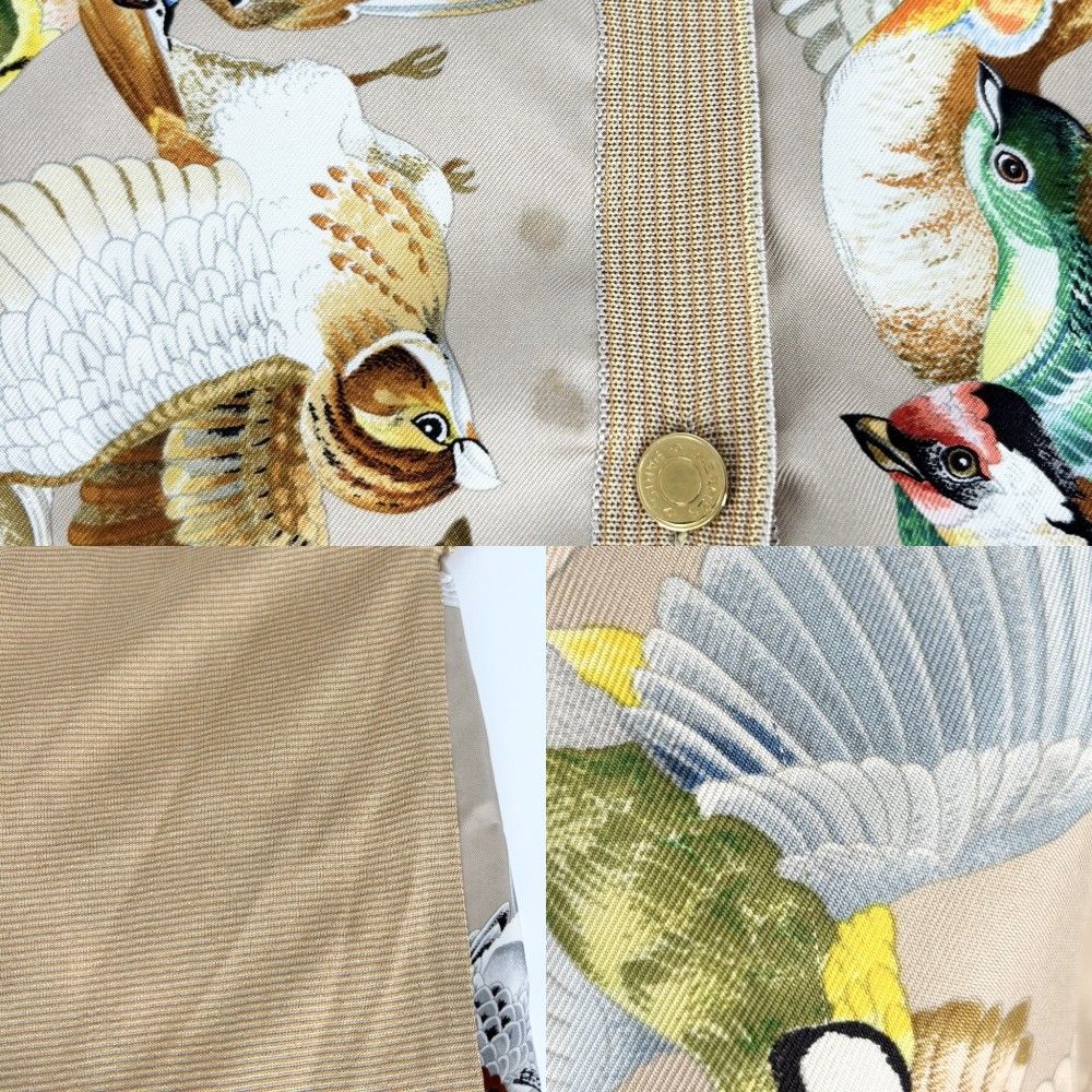 エルメス ブラウス 侵入者 / L'intrus スカーフ柄 鳥 セリエボタン