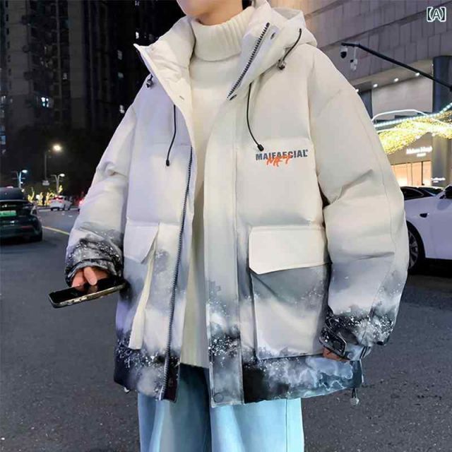 春 コーデ メンズ 服 シンプル ファッション オシャレ 大人 かっこいい 大きいサイズ ストリート 紳士服 グラデーション ダウン ジャケット 冬 厚手 ワーク ジャケット テクノロジー 防寒 暖かい 服